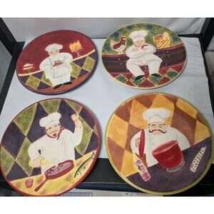 Vintage Gourmet Chef Set Of 4 Canape Plates By Jennifer Brinley Certified...